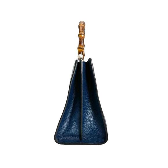 GUCCI Blue Leather Bamboo Bag - Picture 4 of 16